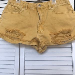 Yellow jean shorts